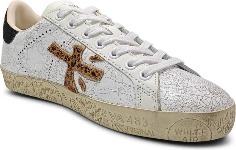 Premiata Witte Leren Sneakers met Dieren Suede White Dames