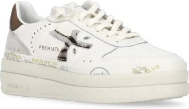 Premiata Witte Leren Sneakers met Logo Detail White Dames