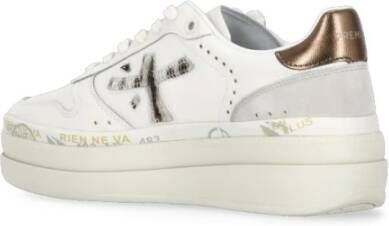 Premiata Witte Leren Sneakers met Logo Detail White Dames