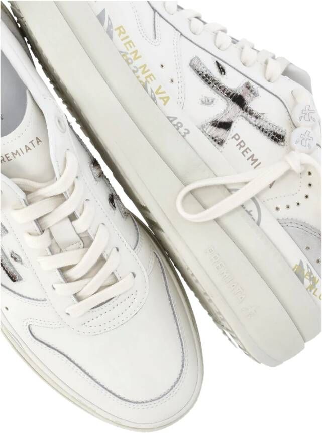 Premiata Witte Leren Sneakers met Logo Detail White Dames