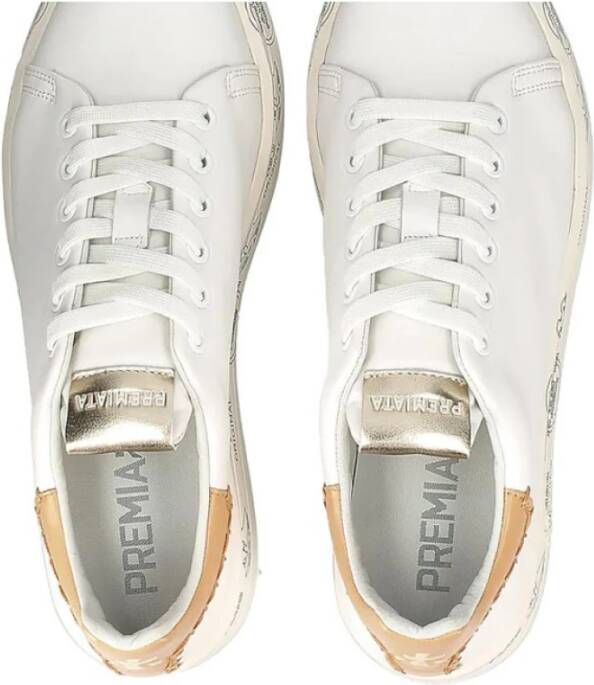 Premiata Witte leren sneakers met logozool White Dames