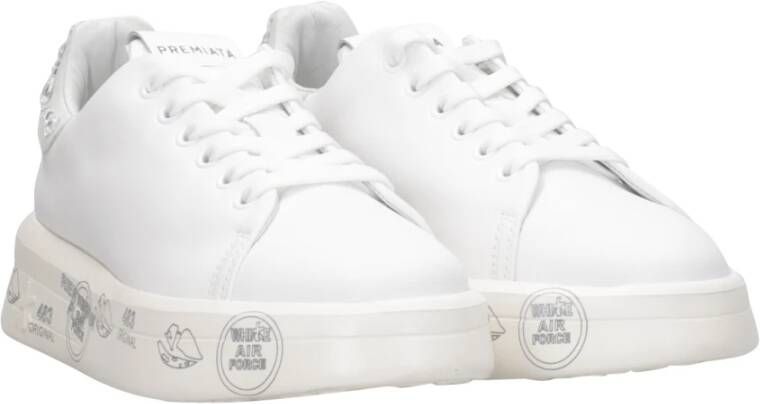 Premiata Witte Leren Sneakers met Ronde Neus White Dames