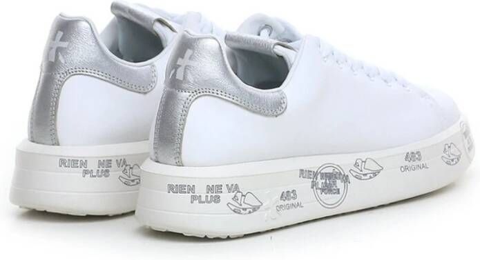 Premiata Witte Leren Sneakers met Zilveren Details White Dames