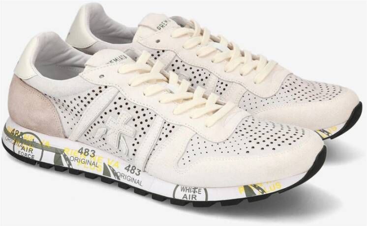 Premiata Witte Leren Sneakers Multicolor Heren