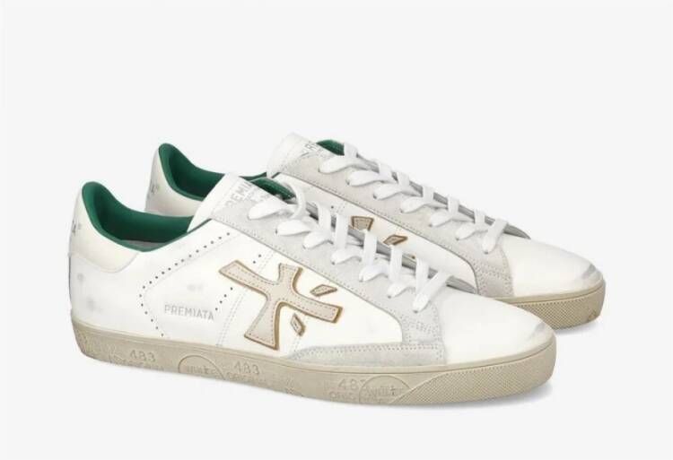 Premiata Witte logo crème groene sneaker model White Heren