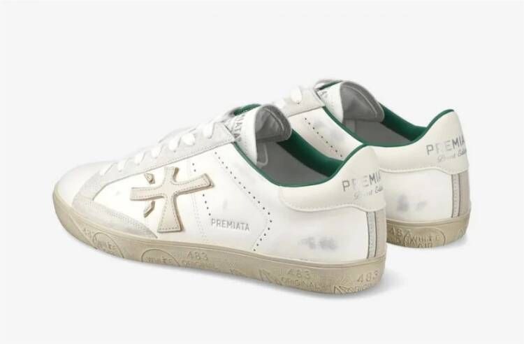 Premiata Witte logo crème groene sneaker model White Heren