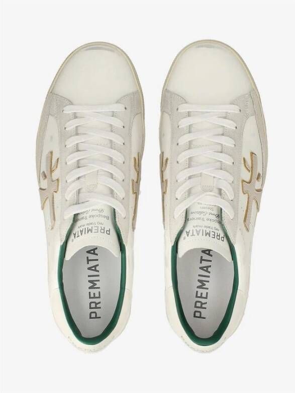 Premiata Witte logo crème groene sneaker model White Heren