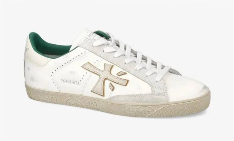 Premiata Witte logo crème groene sneaker model White Heren