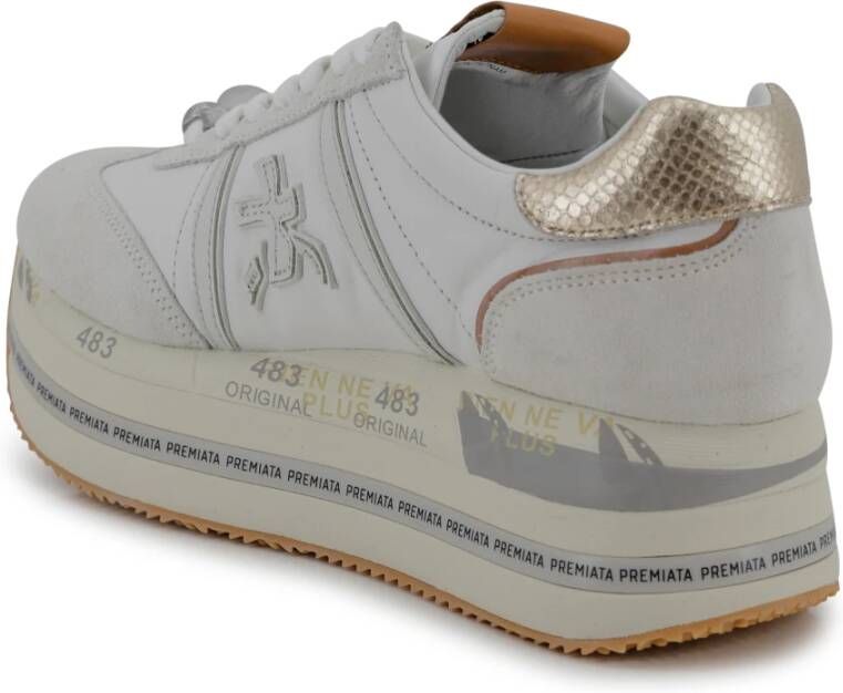 Premiata Witte platte schoenen met inzetontwerp White Dames