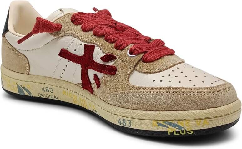 Premiata Witte platte schoenen met leer en suède Multicolor Dames