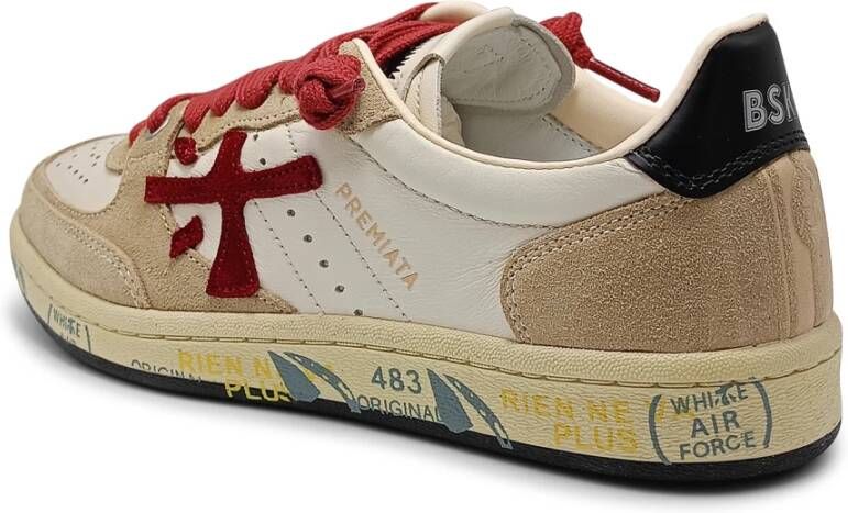 Premiata Witte platte schoenen met leer en suède Multicolor Dames