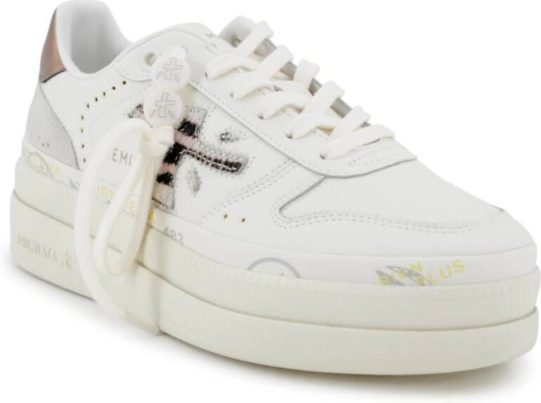 Premiata Witte platte schoenen met platformzool White Dames