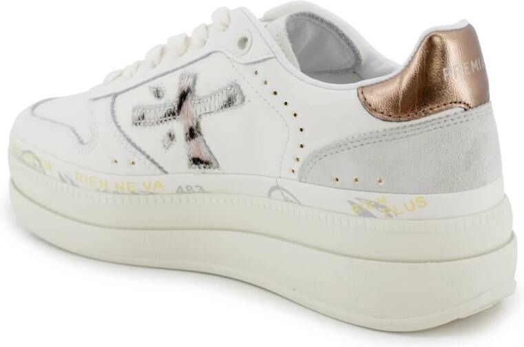 Premiata Witte platte schoenen met platformzool White Dames