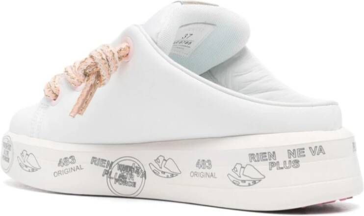 Premiata Witte platte schoenen Ronde neus Rubberen zool White Dames