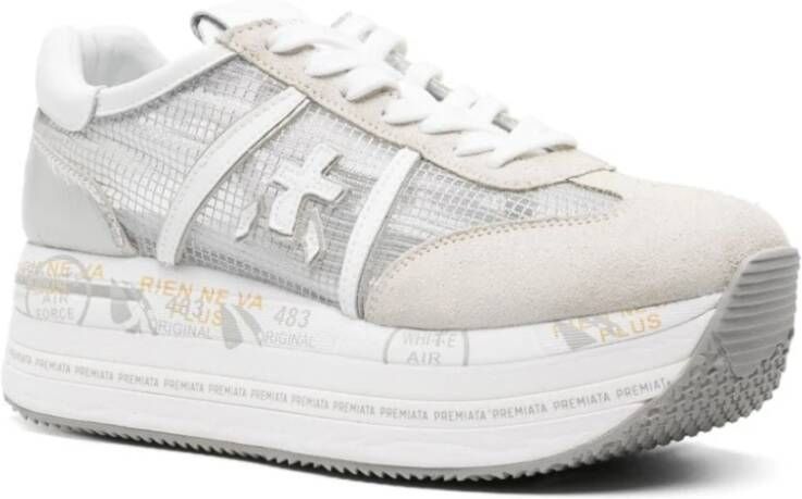 Premiata Witte Sneakers met Mesh Detail Multicolor Dames