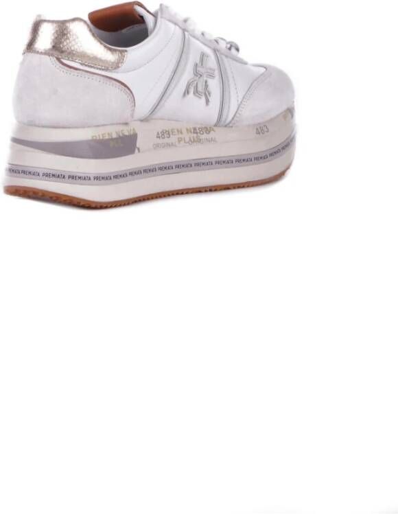 Premiata Witte Sneakers met Suède Details White Dames