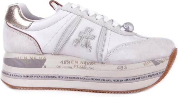 Premiata Witte Sneakers met Suède Details White Dames