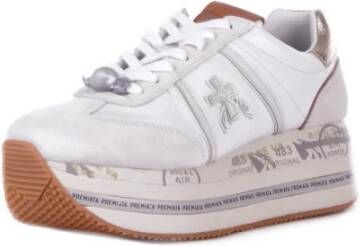 Premiata Witte Sneakers met Suède Details White Dames