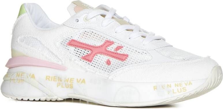 Premiata Witte Sneakers Panel Design Distressed Finish White Dames