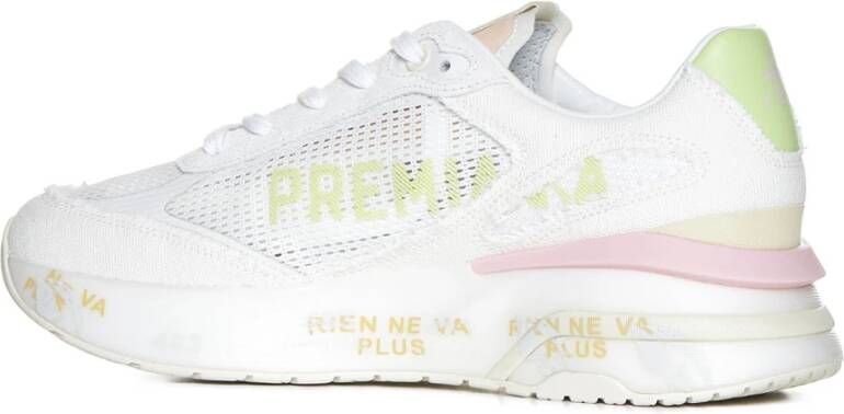 Premiata Witte Sneakers Panel Design Distressed Finish White Dames