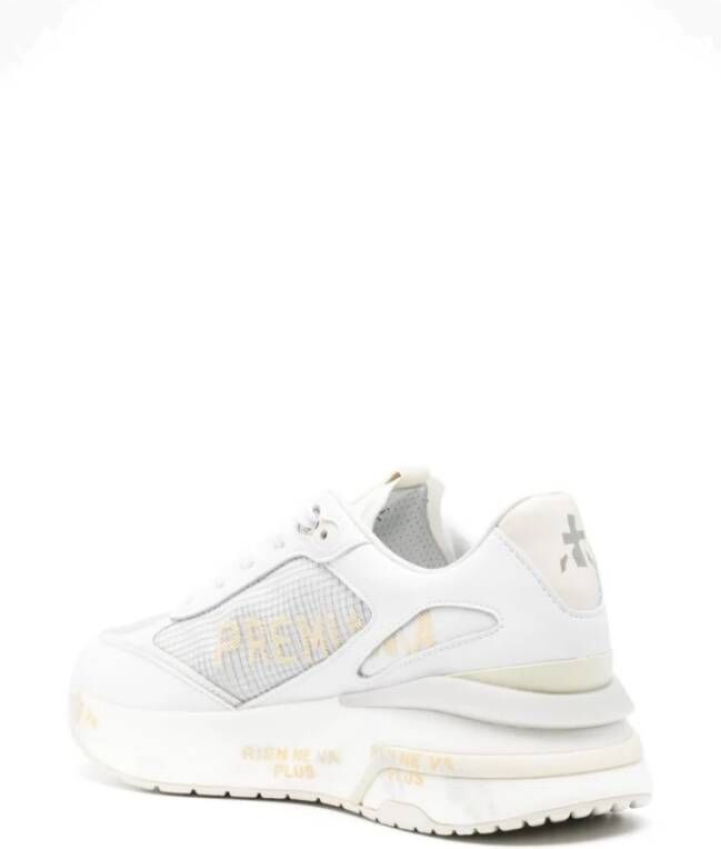 Premiata Witte Sneakers Ronde Neus Logo Patch White Dames