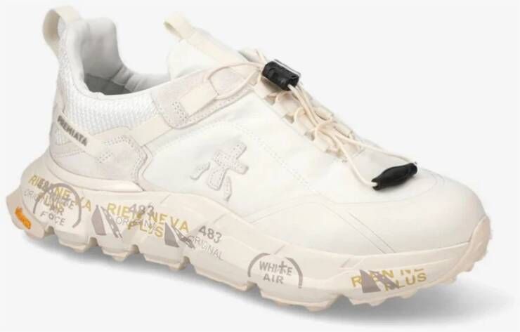 Premiata Witte stoffen en leren sneakers White Dames