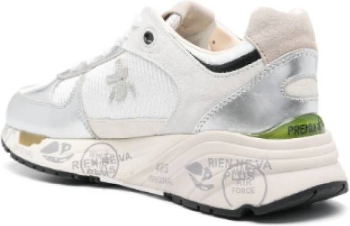 Premiata Witte Zilveren Interwoven Veterschoenen White Dames