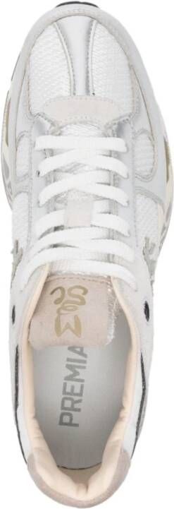 Premiata Witte Zilveren Interwoven Veterschoenen White Dames