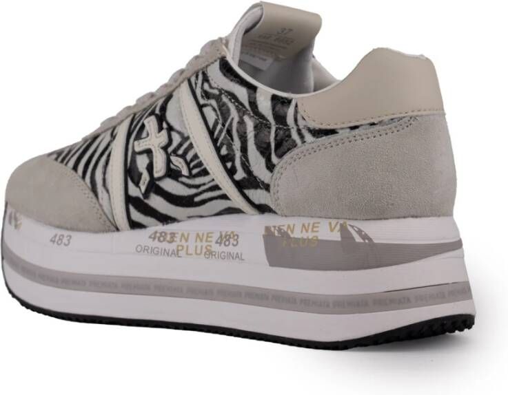 Premiata Zebra Print Leren Sneakers Beige Dames