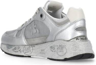 Premiata Zilver Wit Leren Sneakers Vrouwen Gray Dames