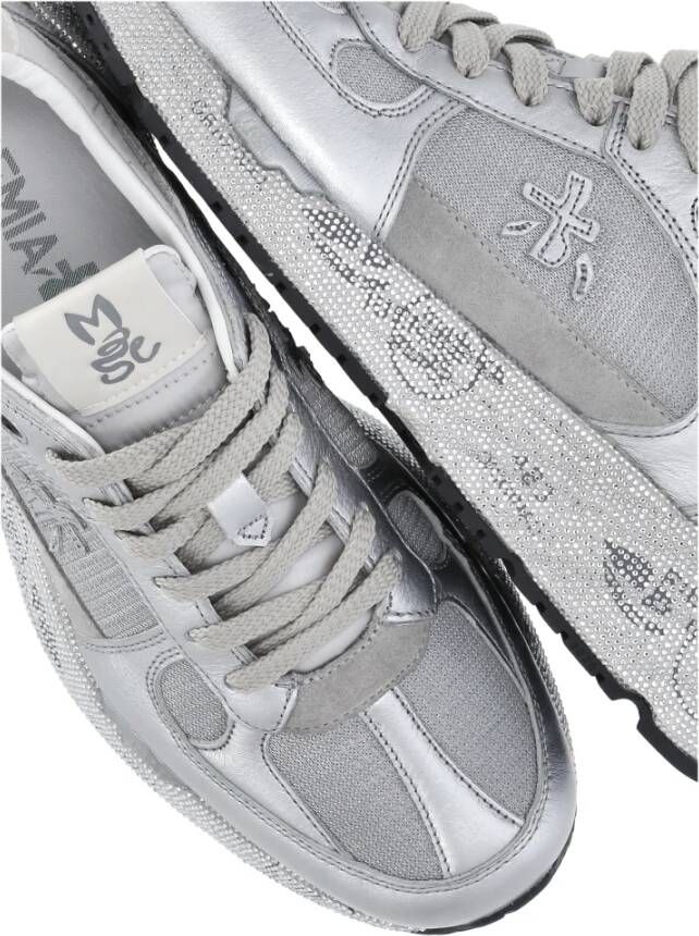 Premiata Zilver Wit Leren Sneakers Vrouwen Gray Dames