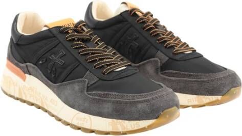 Premiata Zwarte Ergonomische Vetersluiting Sneakers Black Heren