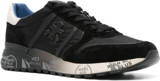 Premiata Zwarte Lander Sneakers Nylon Suède Veters Black Heren