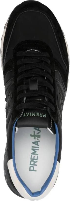 Premiata Zwarte Lander Sneakers Nylon Suède Veters Black Heren