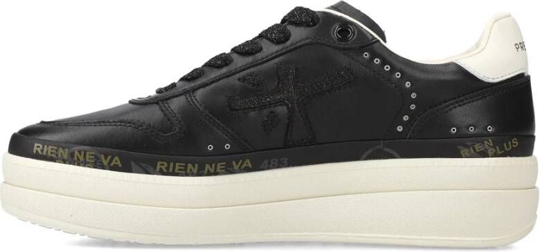 Premiata Zwarte leren sneakers hoge zool Black Dames