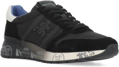 Premiata Zwarte Leren Sneakers met Suède Neus Black Heren