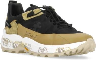 Premiata Zwarte Leren Sneakers met Technische Stof Black Heren