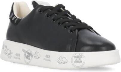 Premiata Zwarte Leren Sneakers Ronde Neus Black Dames