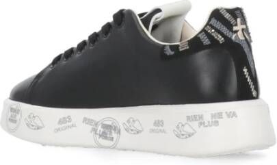 Premiata Zwarte Leren Sneakers Ronde Neus Black Dames