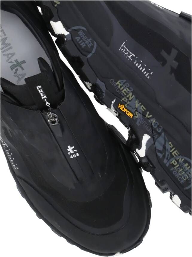 Premiata Zwarte Leren Tech Stof Sneakers Black Heren