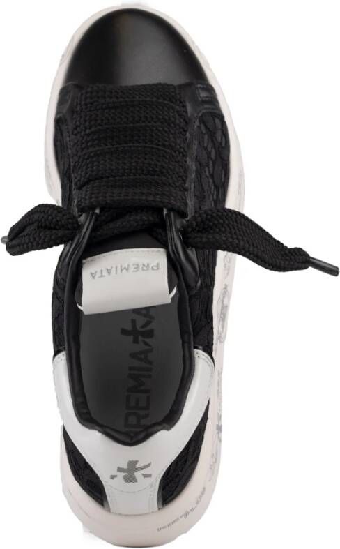 Premiata Zwarte Leren Vetersneakers Black Dames