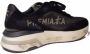 Premiata Zwarte Mesh en Suède Gouden Logo Sneakers Black Dames - Thumbnail 2