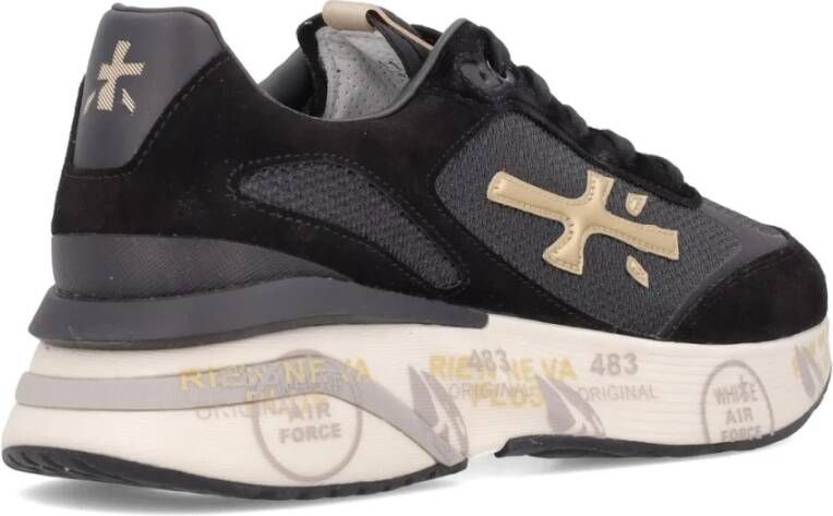 Premiata Zwarte Mesh Sneakers met Gouden Logo Black Dames