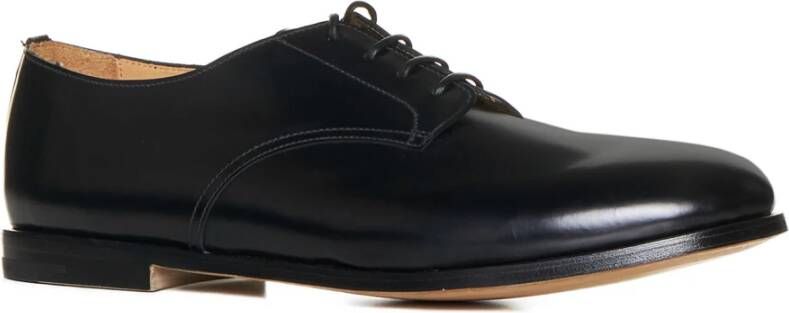 Premiata Zwarte platte schoenen amandel teen vetersluiting Black Heren