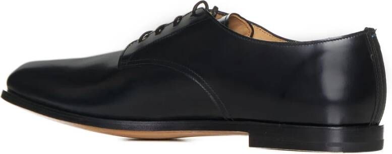 Premiata Zwarte platte schoenen amandel teen vetersluiting Black Heren