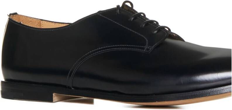 Premiata Zwarte platte schoenen amandel teen vetersluiting Black Heren