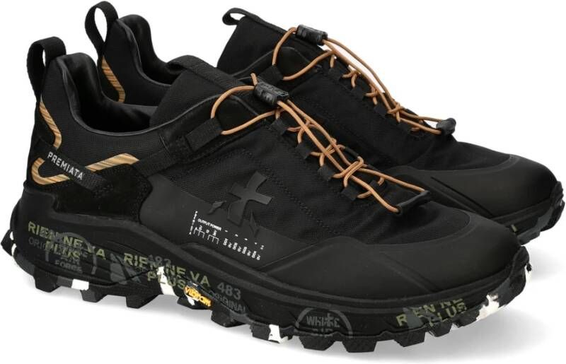 Premiata Zwarte platte schoenen kruisstijl Black Heren