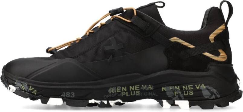 Premiata Zwarte platte schoenen kruisstijl Black Heren