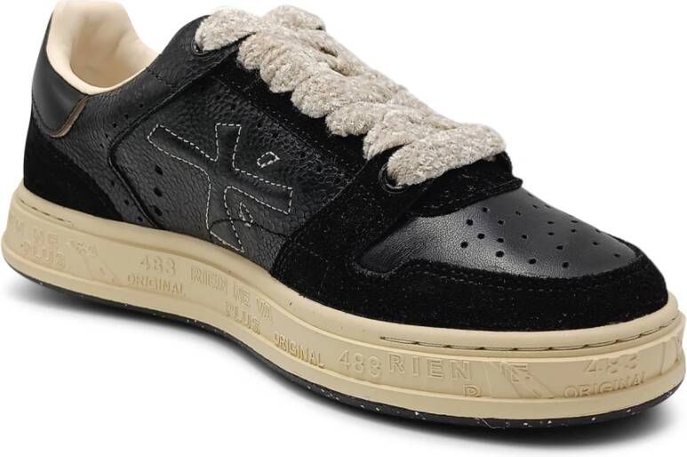 Premiata Zwarte platte schoenen met brogue-details Black Dames