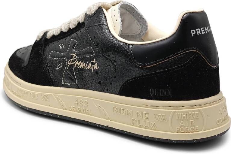 Premiata Zwarte platte schoenen met brogue-details Black Dames